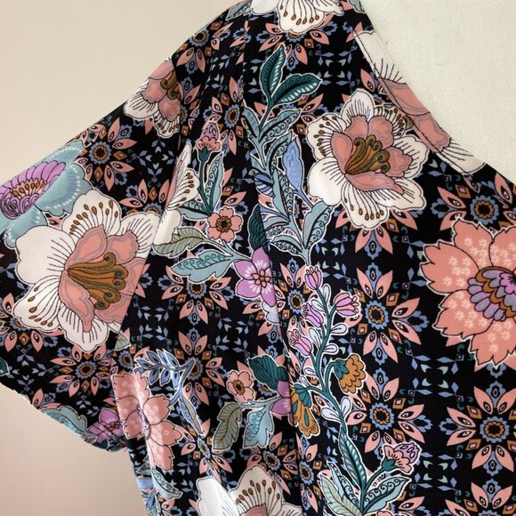 Roz & Ali Swing Tunic Top Womens 2X Colorful Floral V Neck Stretch Whimsical - Picture 3 of 11